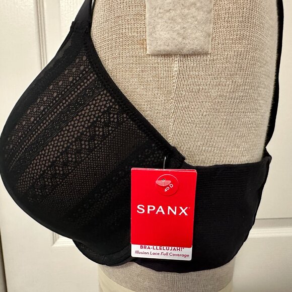 NWT Spanx Sz 40D Brallelujah black bra, lace full coverage. front closure - Picture 4 of 10